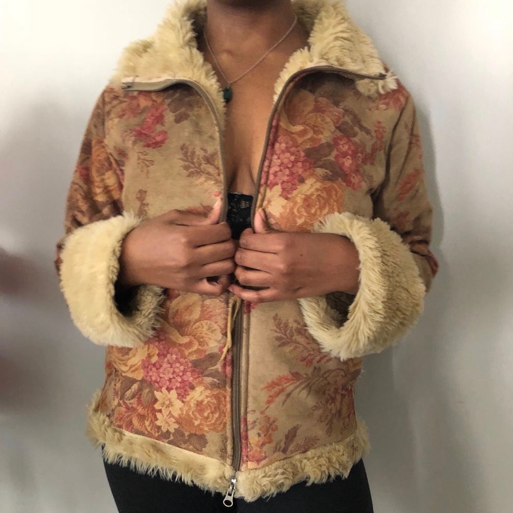 Vintage Floral Print Winter Jacket